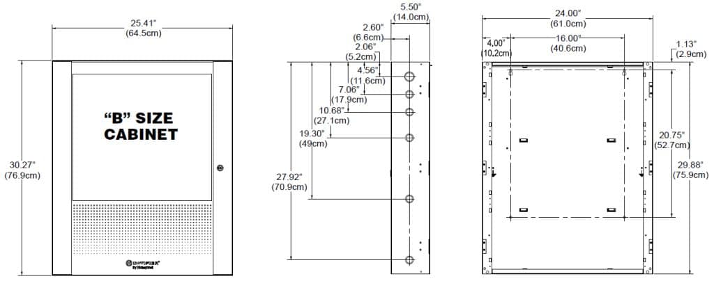 NOTIFIER CAB-5 FACP Cabinet B Size Diagram