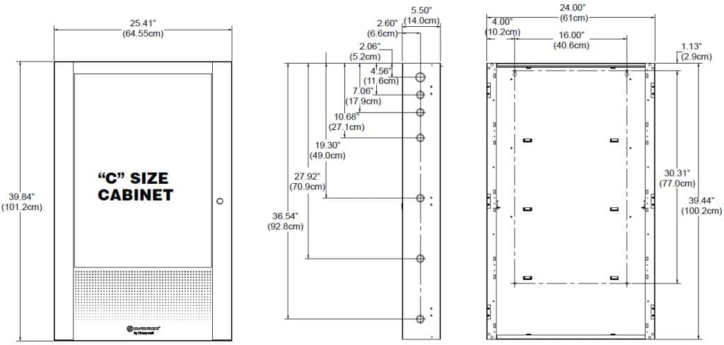 NOTIFIER CAB-5 FACP Cabinet C Size Diagram